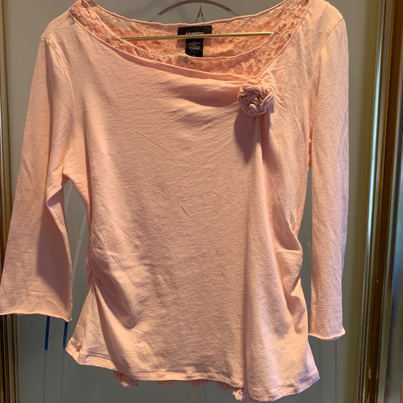 TOP SOFT SURROUNDINGS PULLOVER OFF THE SHOULDER LACE UNDER SHIRT FLORAL SIZE L - Picture 1 of 9